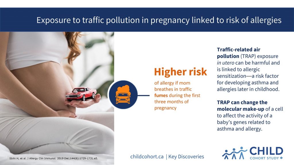 Exposure to traffic pollution in pregnancy linked to risk of allergies