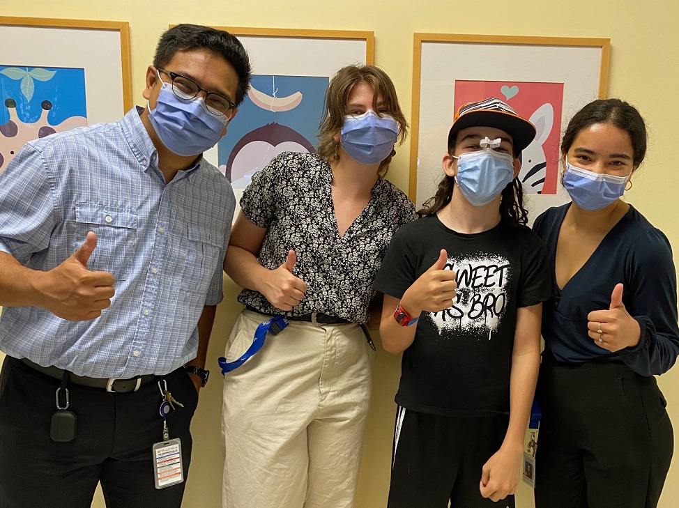 Vancouver: a successful clinical visit with Site Coordinator Conrado, Research Assistant Alex, CHILD participant Max and Research Assistant Claudia