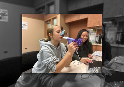 Kenzie in manitoba takes a spirometry test